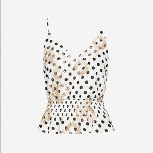 Maje lula crepe polka-dot top